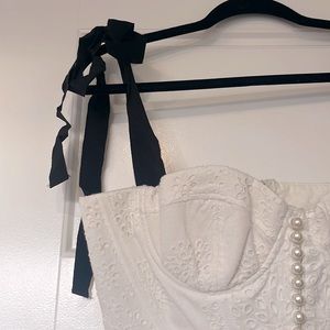 HOUSE OF CB white corset top with pearl buttons